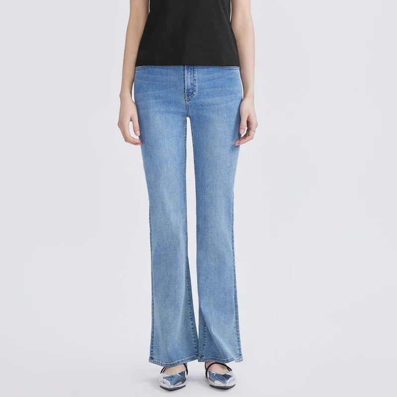 LIME/莱茵24年夏季商场同款显瘦微喇牛仔裤雾霾蓝色LMFB3ADPTG01