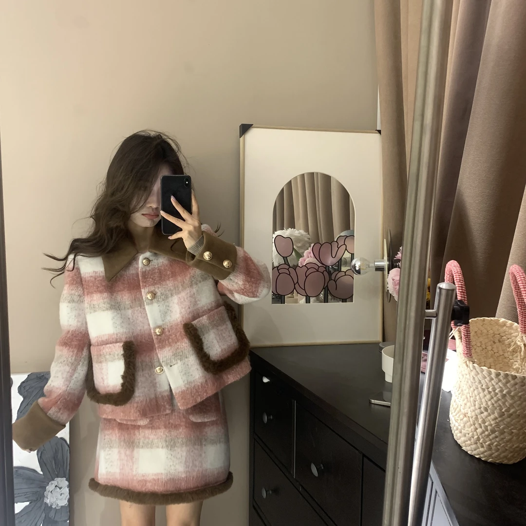 KKXIN【日落大道羽绒套装】原创设计师女装法式套装冬季保暖羽绒服