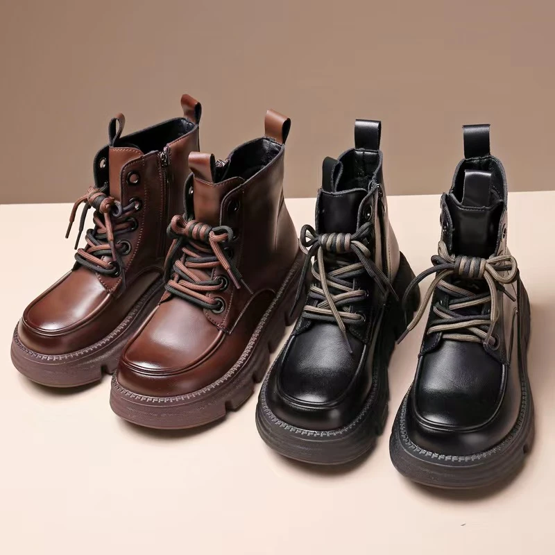 马丁靴女秋冬新款时尚百搭厚底短靴英伦风防滑软底加绒棉靴短筒靴