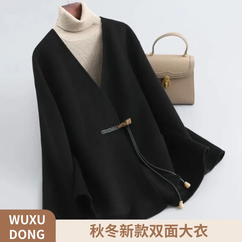 9044-新款时尚气质百搭款短款洋气双面大衣短款外套