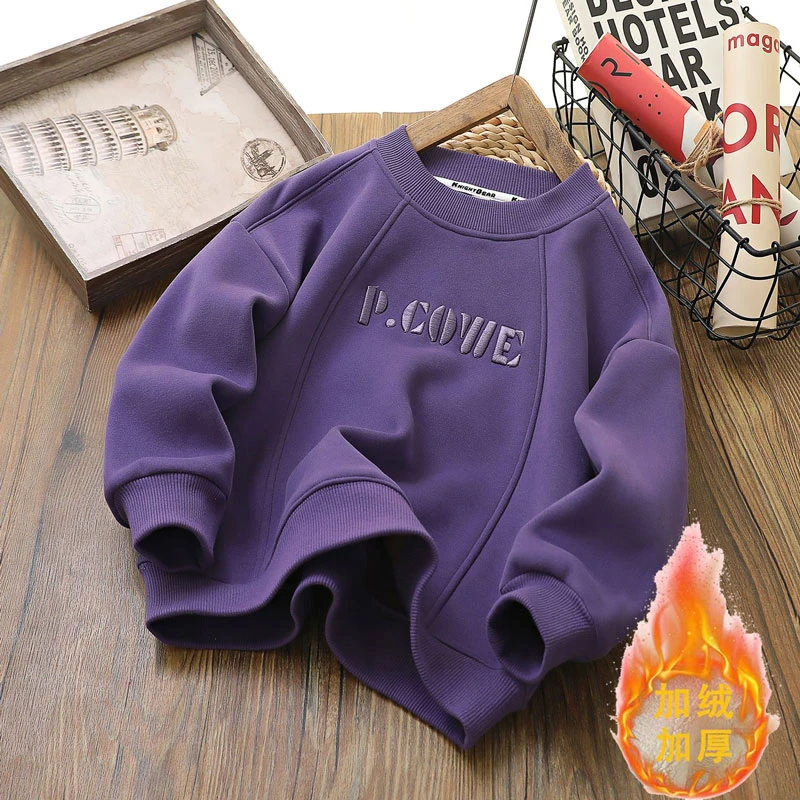 童森童马男童冬季卫衣儿童中大童秋冬新款休闲男孩加绒上衣洋气潮