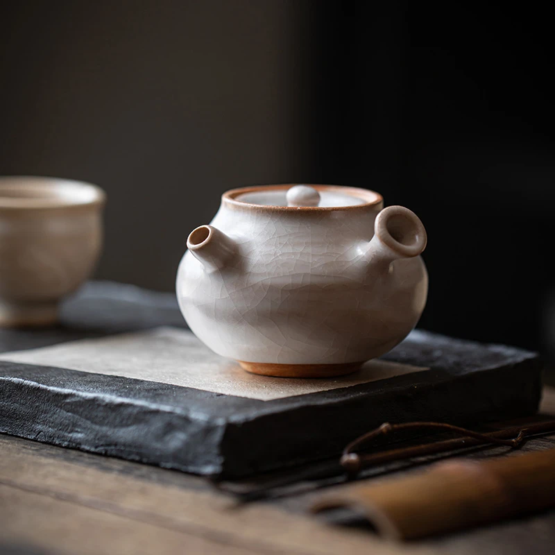 日式复古陶瓷泡茶壶手工志野烧可养开片泡茶茶壶家用功夫茶具单壶