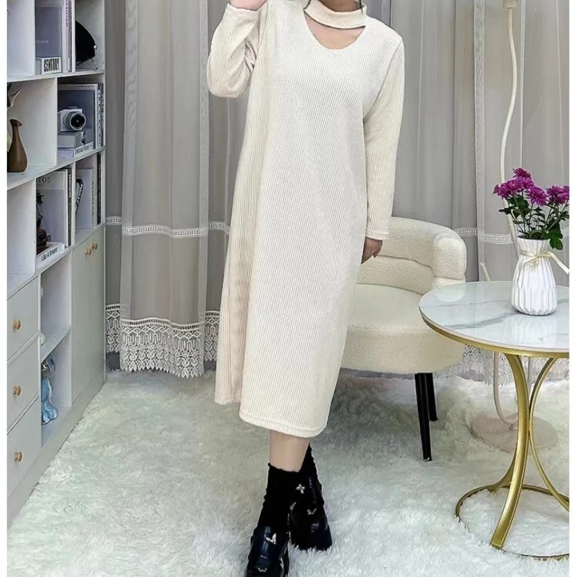 【欢姐推荐】8391时尚休闲甜美修身气质显瘦设计感纯色秋冬连衣裙