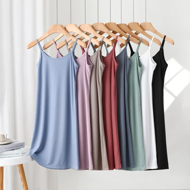莫代尔吊带背心女长款夏季薄款内搭打底宽松无袖外穿冰丝居家睡裙