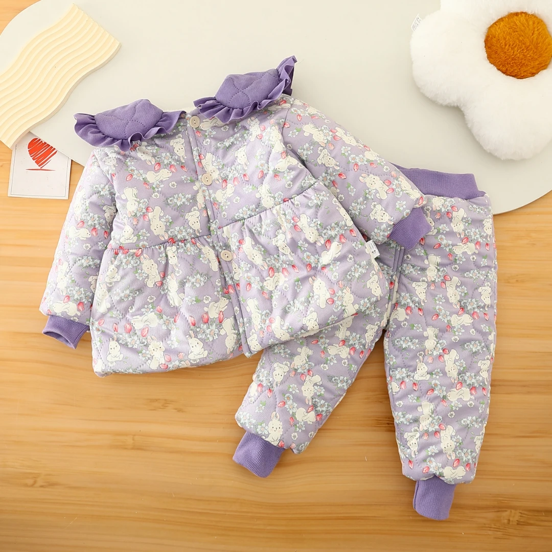 韩范亲子套装断码家居外出服2024新款儿童宝宝洋气两件套