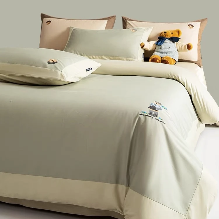 4号箱 雨爸的新款全棉四件套四件套 tw小熊刺绣系列 富二代