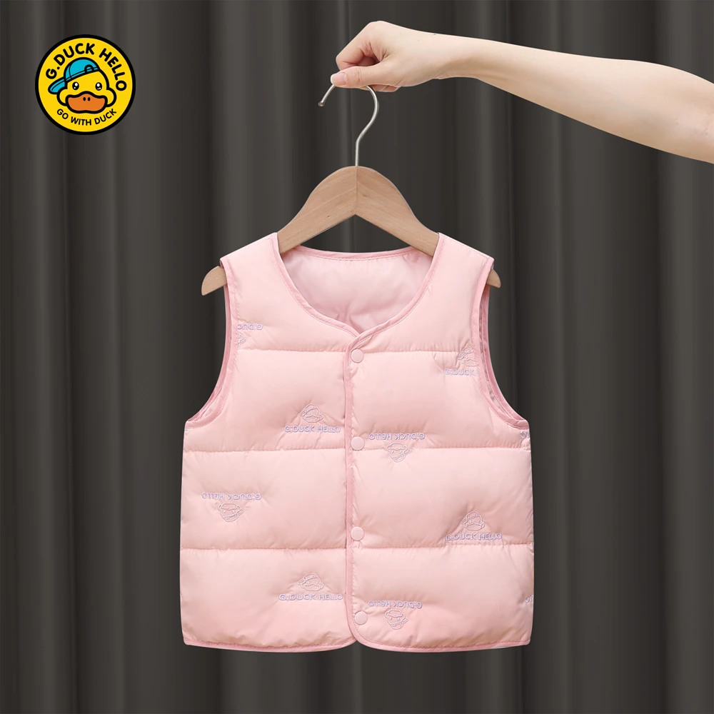小黄鸭童装儿童羽绒马甲男童女童宝宝婴幼儿保暖坎肩刺绣内搭背心