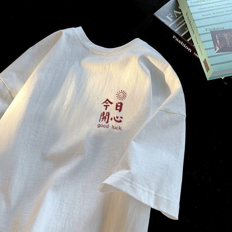 240g纯棉T恤男女夏季港风复古潮牌短袖上衣宽松百搭简约体恤半袖