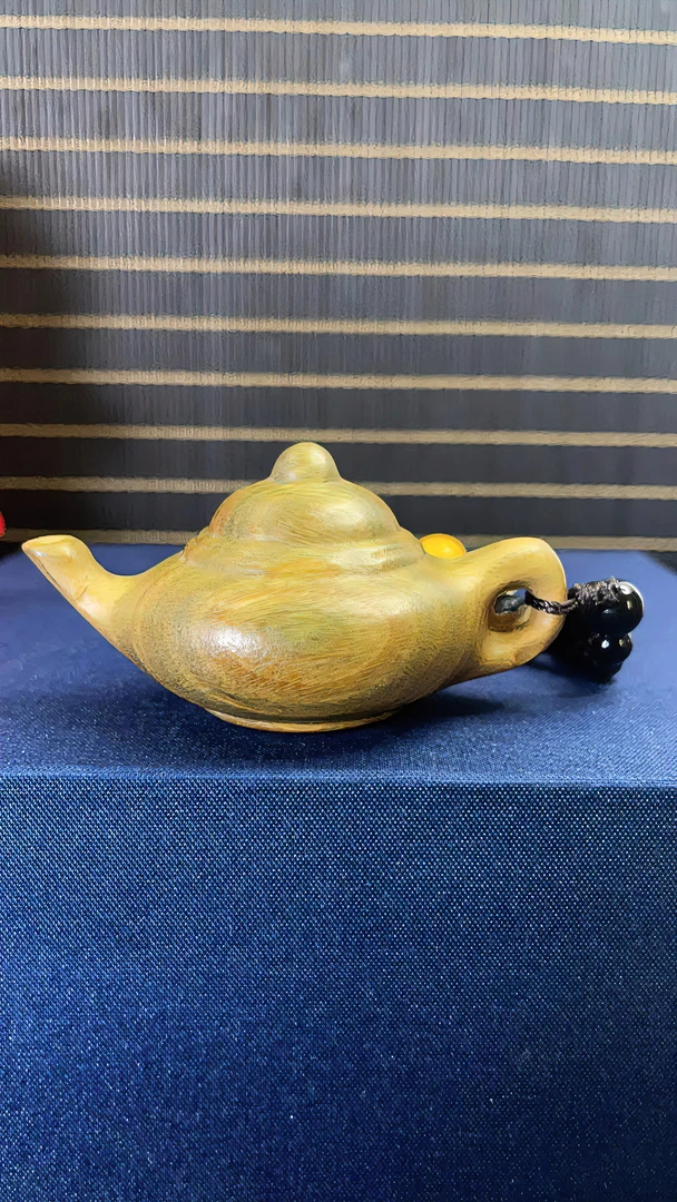 天然绿檀木雕把把壶手把件把玩件挂件木质雕刻工艺品