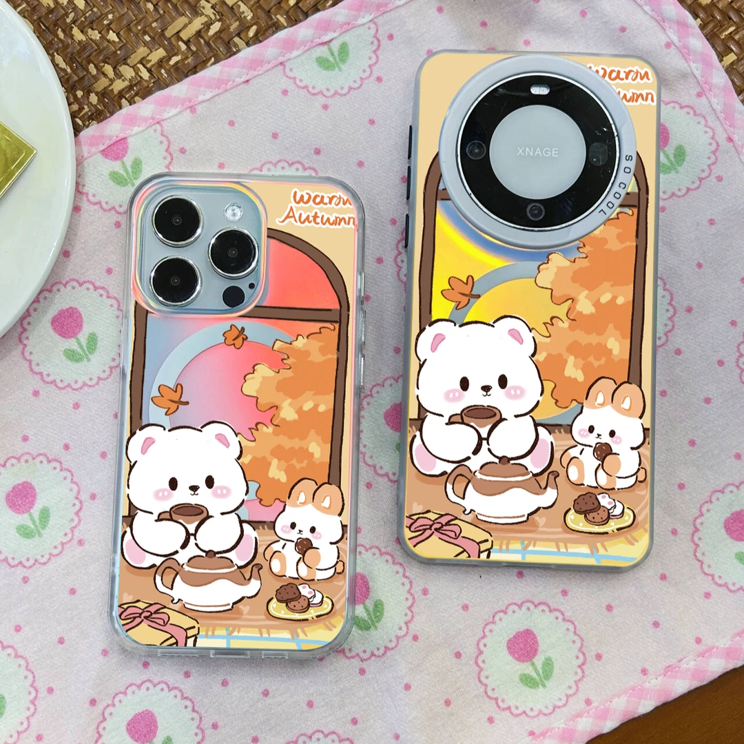 三川志秋日美拉德配色磁吸手机壳适用苹果16promax华为Mate60网红