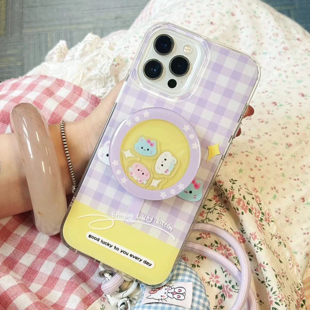 三川志三个饼干猫双层imd磁吸手机壳适用苹果15ProMax可爱卡通