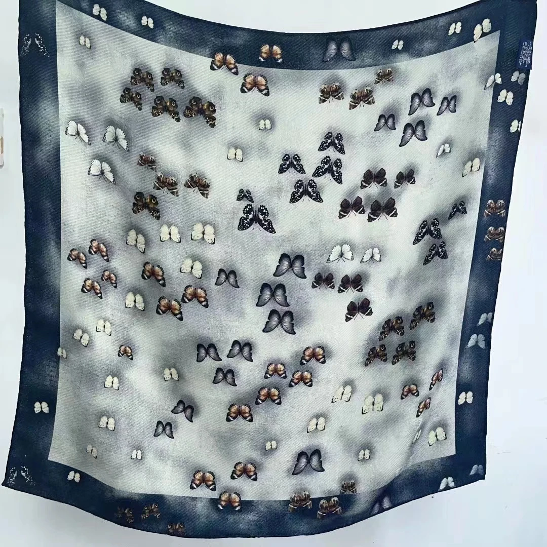 丝纡---漫蝶    外单丝绒提花65*65围巾披肩