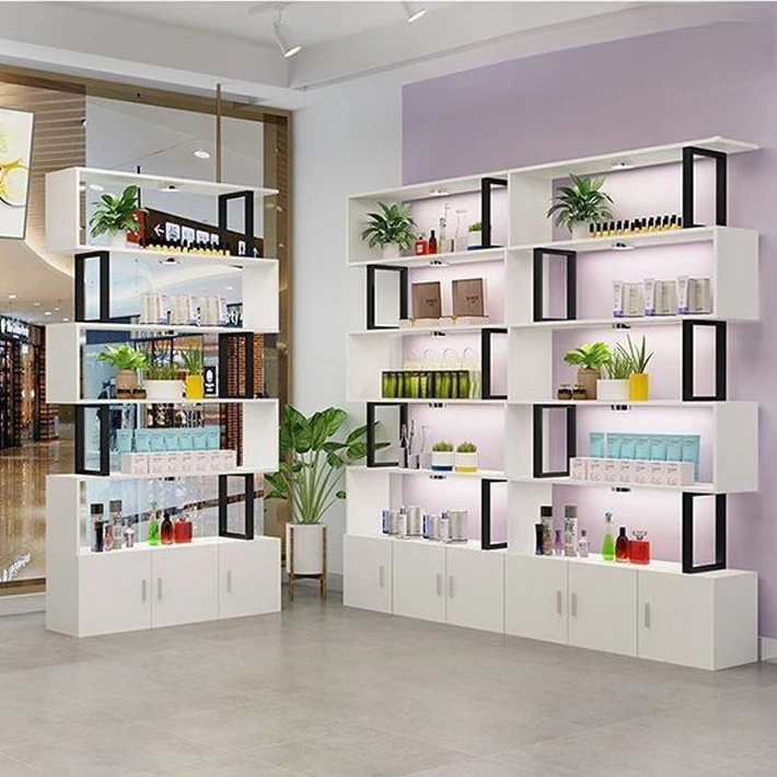 化妆品展示柜美容美甲理发店产品陈列柜母婴货柜直播间样品置物架