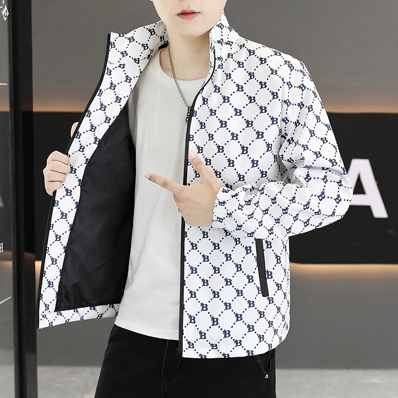 外套男秋季新款时尚百搭立领夹克韩版潮流帅气宽松褂子青年男装