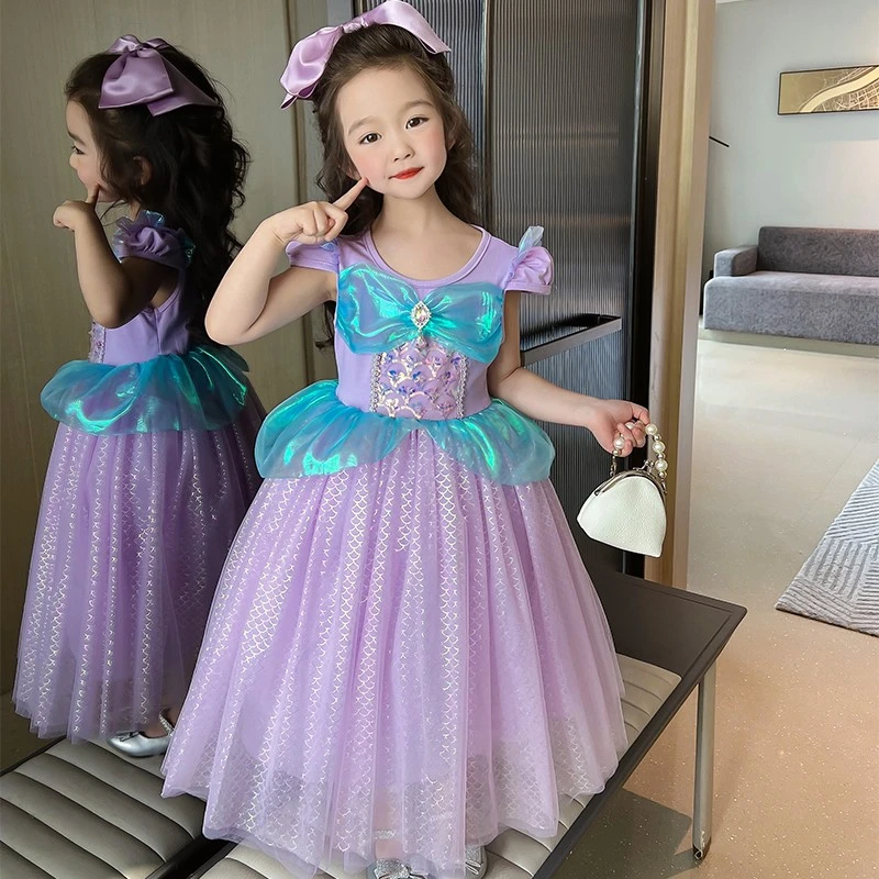 美人鱼公主裙夏季女童爱丽儿连衣裙儿童蓬蓬纱裙生日礼服六一裙子