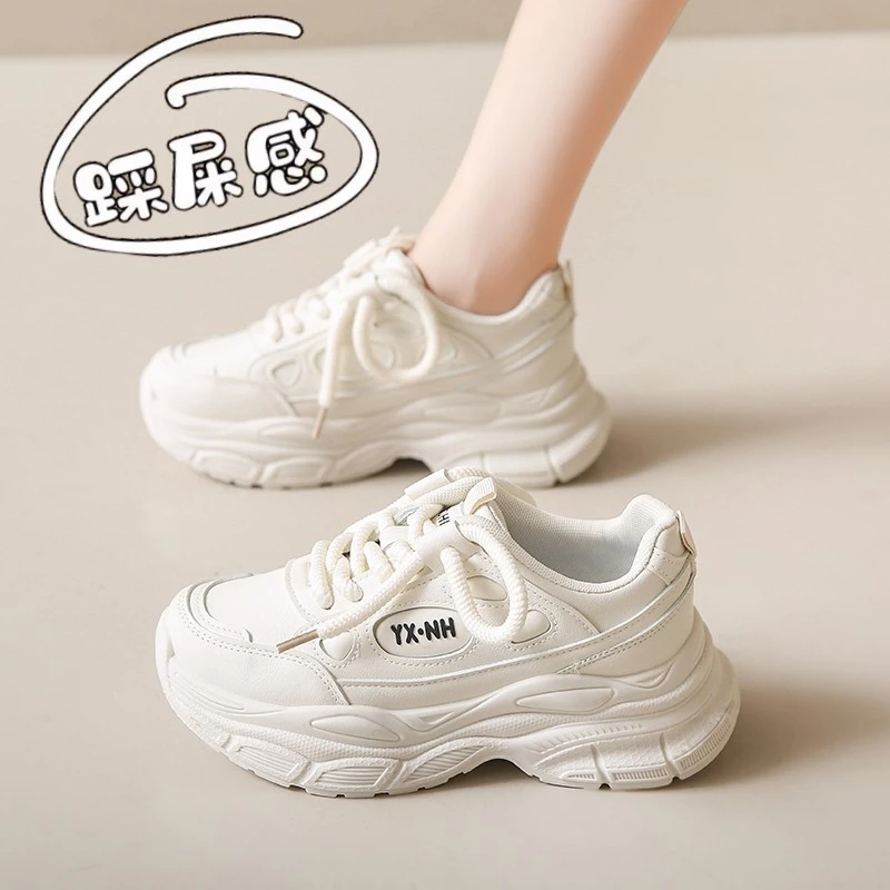 耐克品牌真皮运动鞋女2023秋季新款女鞋ins潮休闲厚底增高老