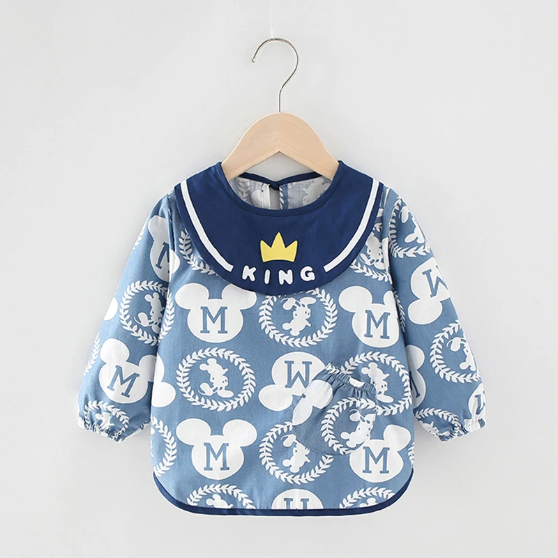 纯棉宝宝罩衣儿童围裙宝宝吃饭围兜防水防脏春秋幼儿园婴儿反穿衣