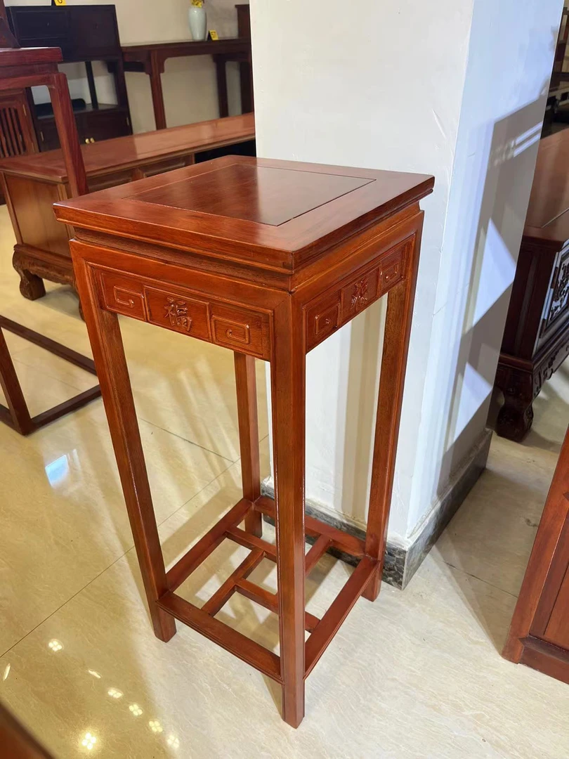 全实木花架置物架落地花几中式家用花盆架方型多层原木全榫卯结构