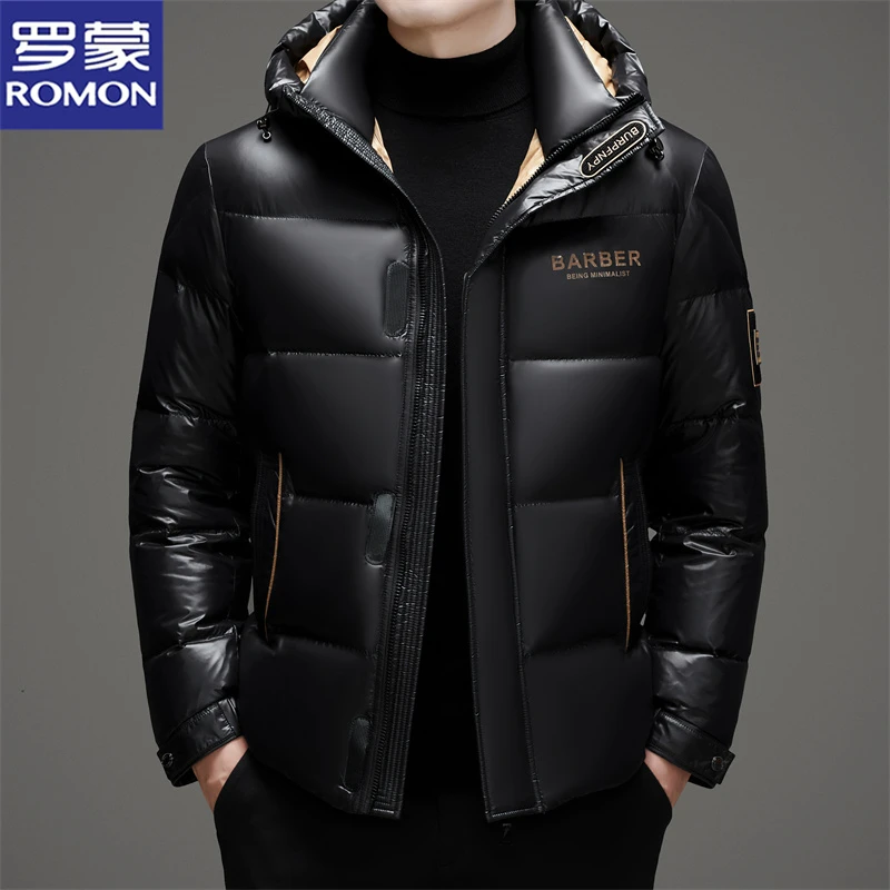 罗蒙男士羽绒服2024冬季新款加厚保暖抗寒轻奢冬装短款鸭绒外套潮