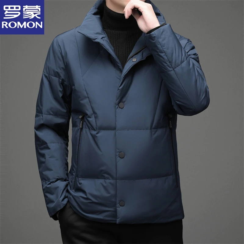 罗蒙羽绒服男士冬季新款加厚保暖潮流立领白鸭绒冬装潮流休闲外套