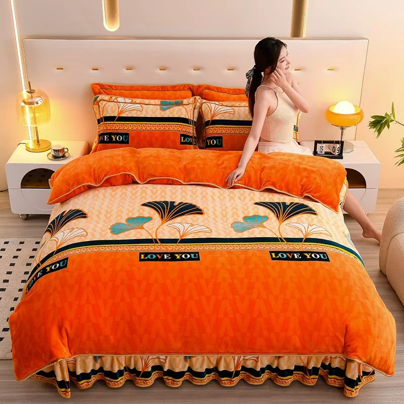 【9斤左右】加绒加厚双面绒牛奶绒珊瑚绒四件套秒速热不掉毛防静电1