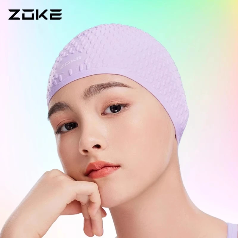 Zoke/洲克硅胶泳帽颗粒防滑加大不勒头男士女士护发护耳游泳专用