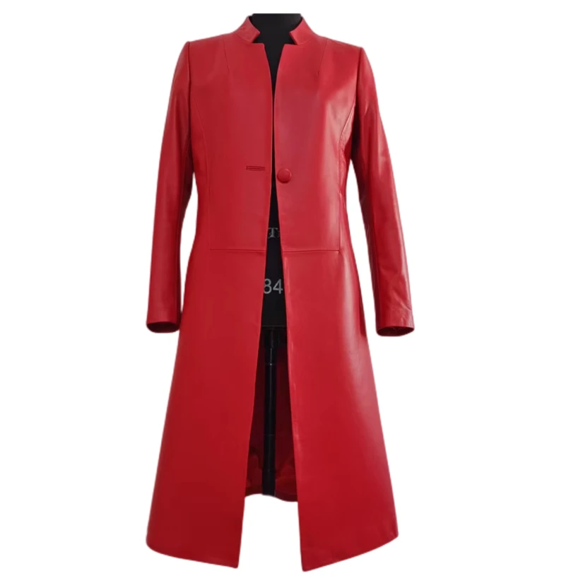 艾尼菲雨春秋新款绵羊皮修身显瘦长款皮风衣女装589