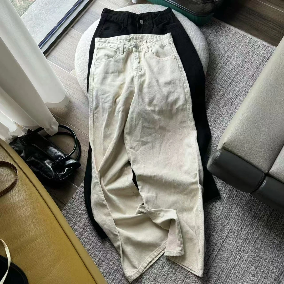 【塔鹿蕾】新款时尚韩系显瘦高腰宽松垂坠直筒牛仔裤8105