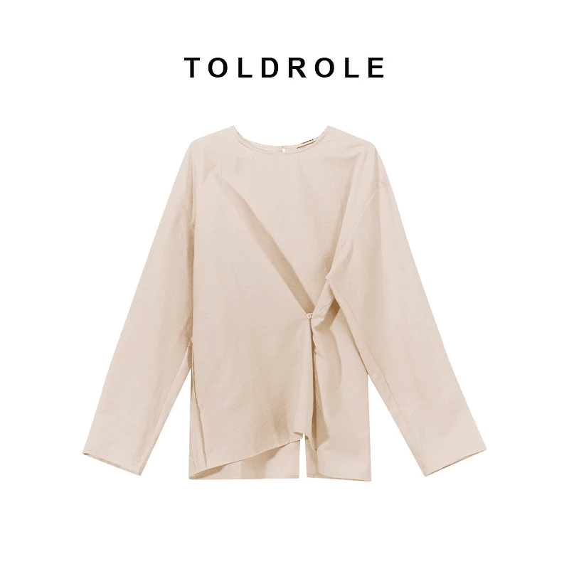 【塔鹿蕾】设计师百搭时尚新款长袖简约腰部小心机扣套头上衣160