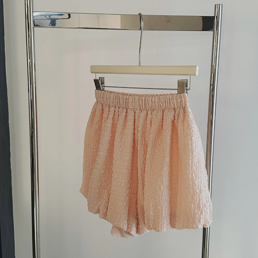 【塔鹿蕾】鹿定制夏季新款时纯色韩版尚百搭松紧腰泡泡短裤A012