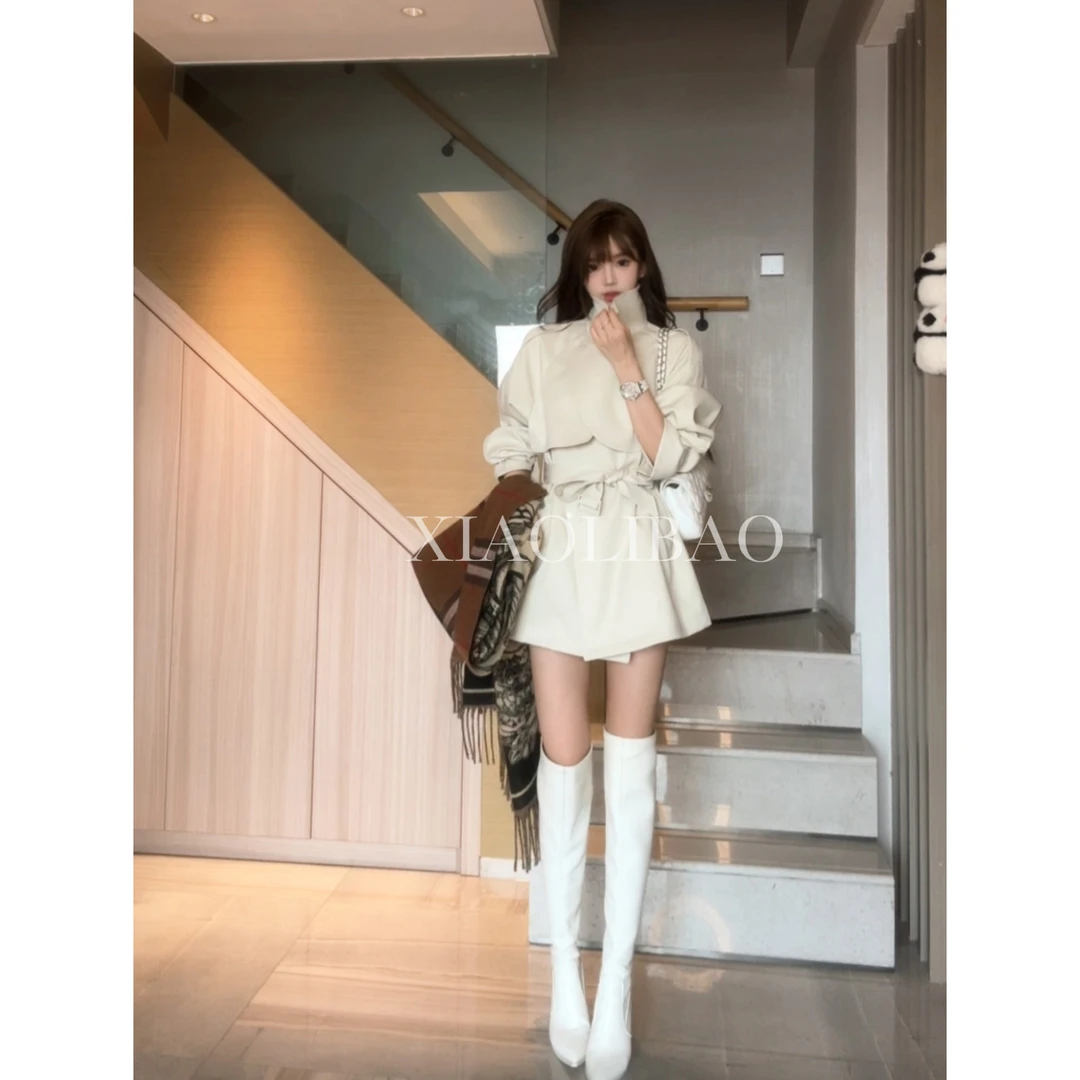 春秋英伦风女装设计感风衣外套25007