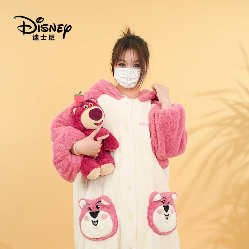 Disney/迪士尼新款草莓熊秋冬家居服连帽套装睡衣加厚加绒36081