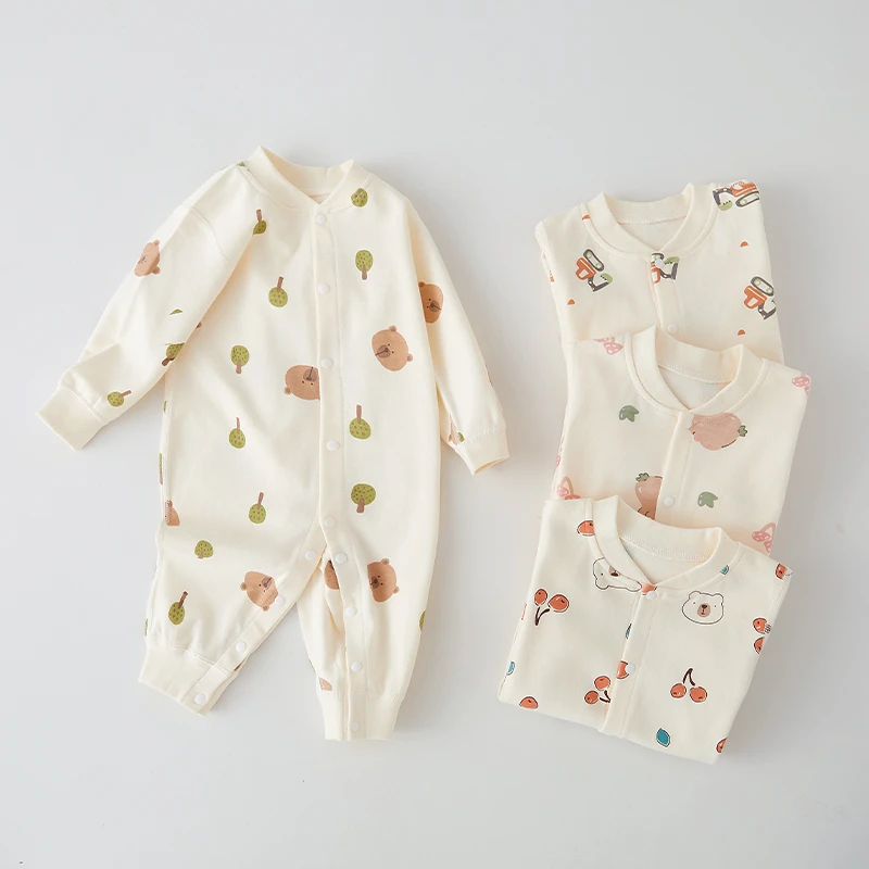 婴儿衣服春秋冬纯棉连体衣长袖打底内衣新生儿睡衣家居服宝宝哈衣