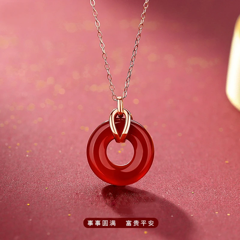 链子925银 项链女平安扣怀古吊坠锁骨链细链女友生日礼物挂坠时尚