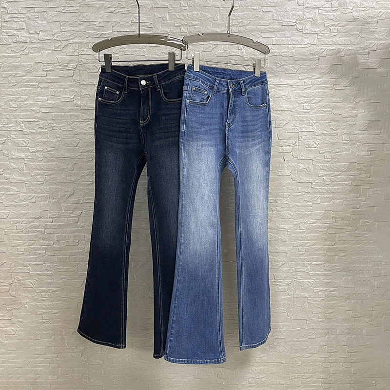 明星同款复古微喇喇叭牛仔裤CEA6511