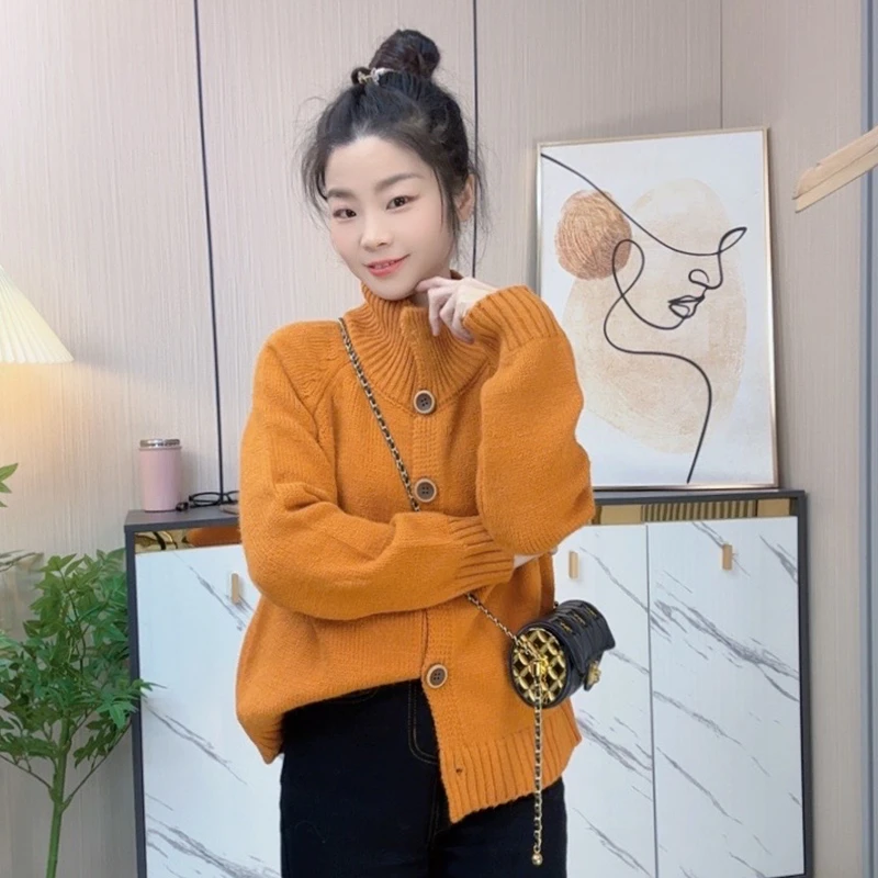 小个子定制2024春秋新款立领针织开衫显瘦洋气百搭休闲毛衣外套