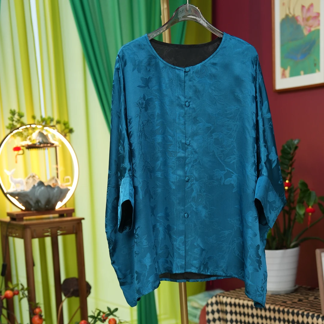 重锻双面穿新中式满分桑蚕丝外套复古休闲百搭款舒适清凉