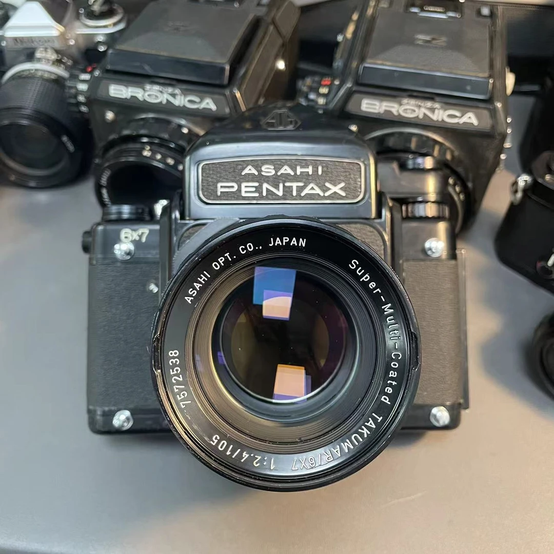 宾得6x7测光顶配105 2.4牛头稀有网格对焦屏套机测光好