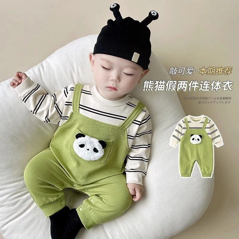 男宝宝时尚洋气连体哈衣婴幼儿春秋款长袖哈衣超萌韩版外穿爬爬服