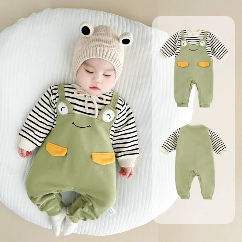 婴幼儿春秋款男宝宝连体哈衣外出服可爱超萌韩版休闲爬服洋气哈衣