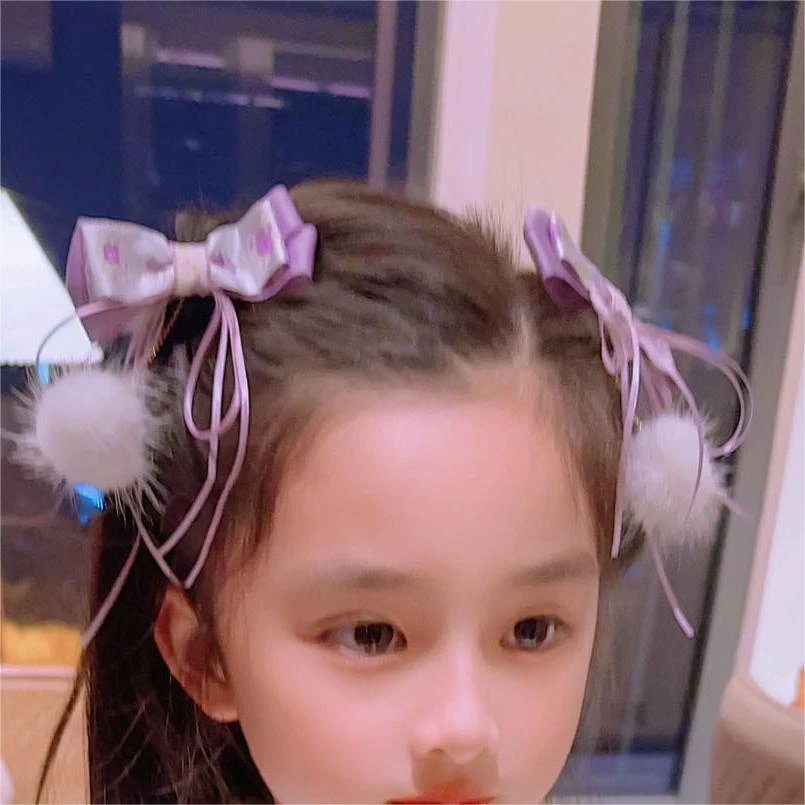 Lenakids【现货】国风毛球球发夹蝴蝶结重工洋气时髦气质23113005