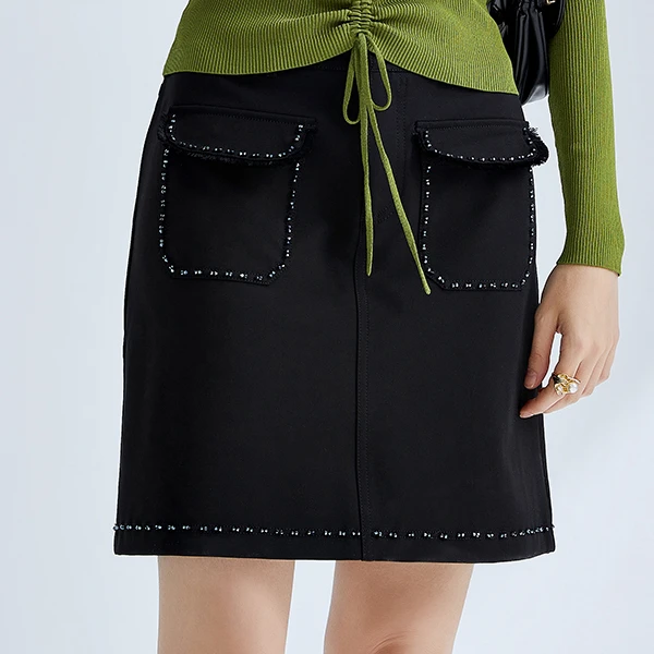 【众心专属】半身裙高腰裙复古垂感气质裙子210295-93015