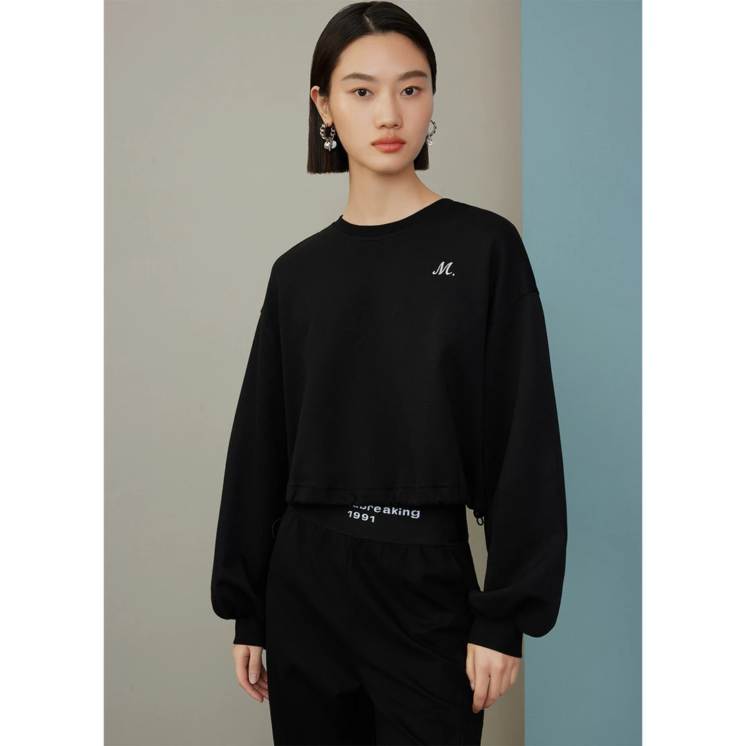 【诗语专属】造型感卫衣2023冬季短款休闲后V领设计感气质