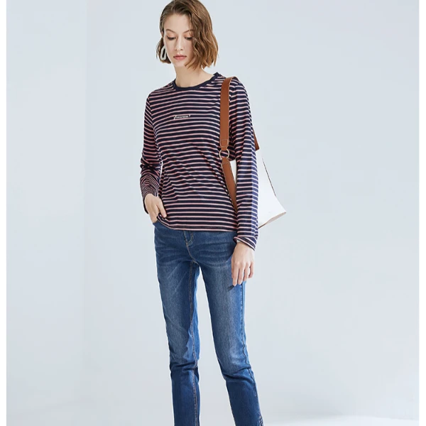 【籽言专属】曼德诗女高级感打底衫修身圆领内搭330950-95066