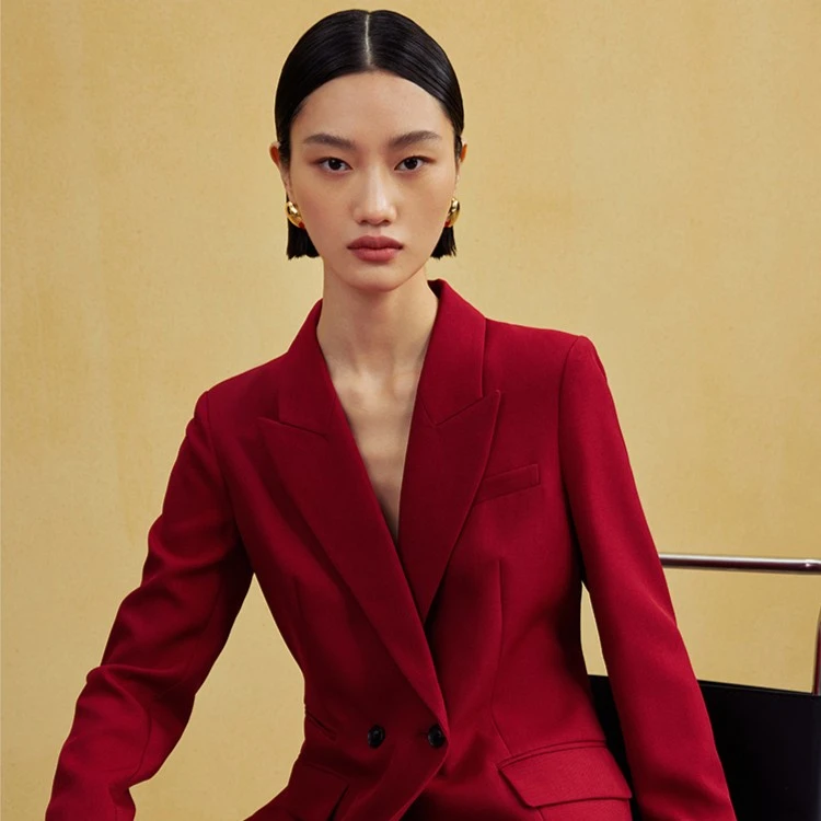 【诗语专属】24k曼德诗年过年贺岁系列V领针织衫女气质西服外套