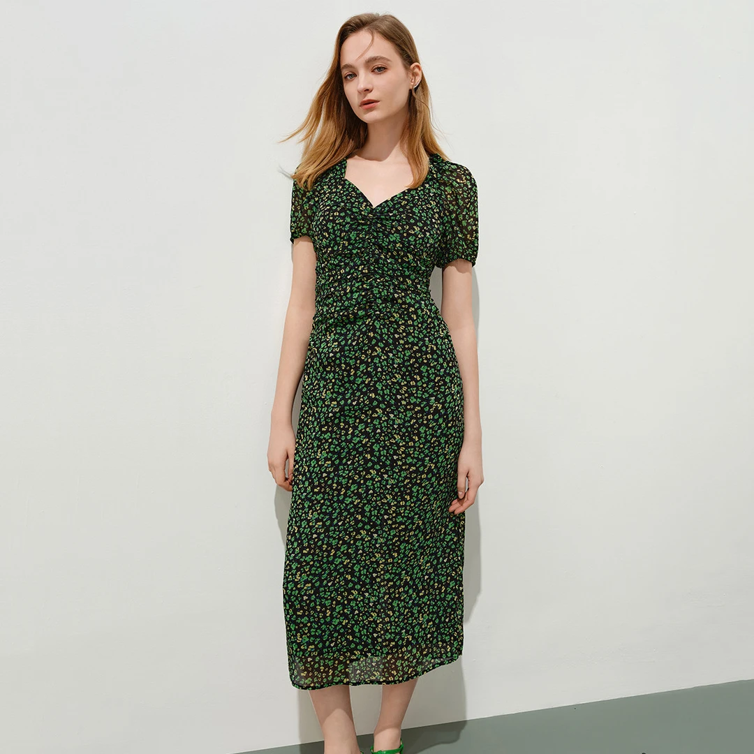 时尚减龄连衣裙女夏季镂空设计感打揽茶歇裙印花裙子Y534104704