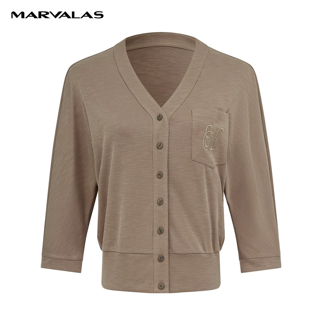 【商场同款】曼德诗莫代尔开衫2023下宽松七分袖针织T恤M314205148