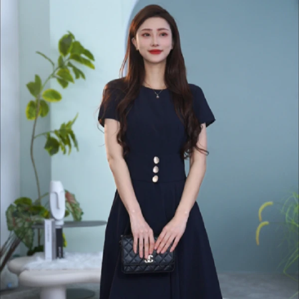 【商场同款】雪纺连衣裙女法式高级感气质收腰连衣裙Y510035-95829