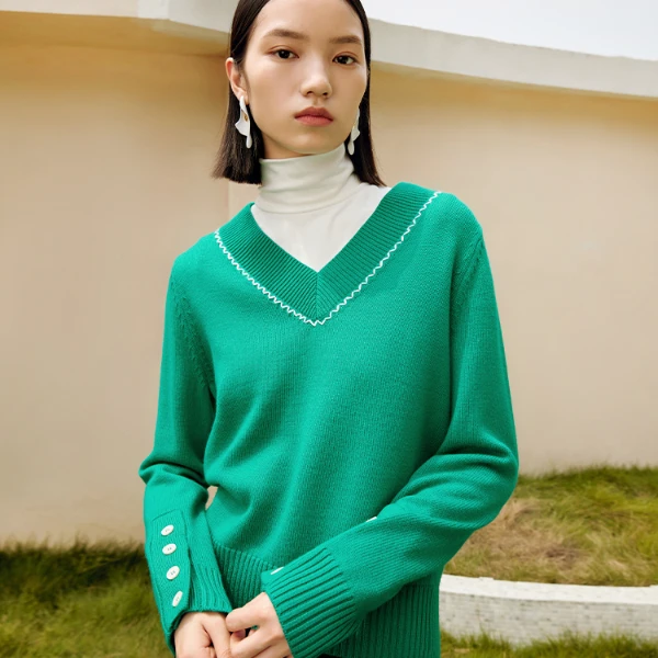 【曼德诗】新款领套头毛针织衫半高领打底M730218