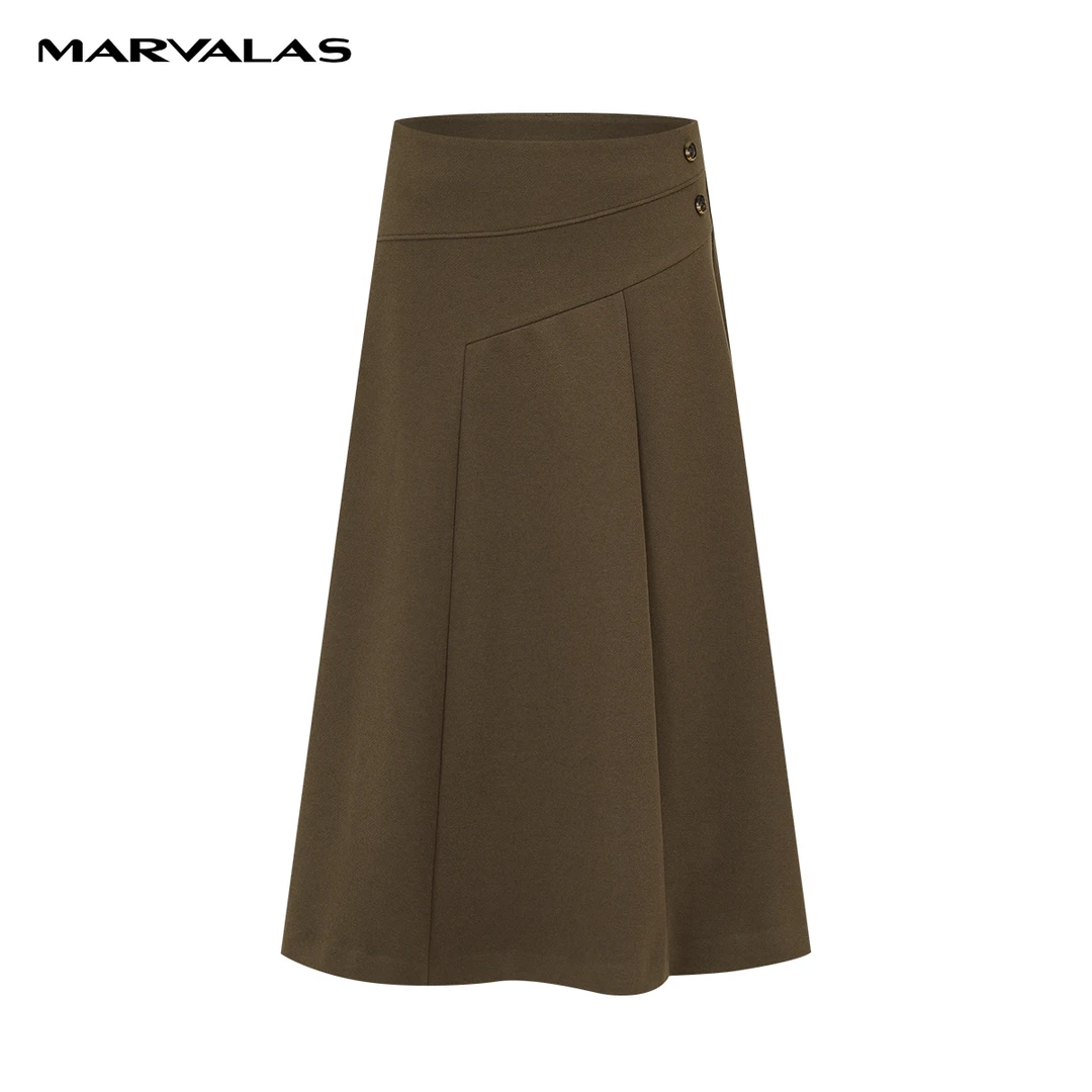 【商场同款】曼德诗毛呢半身裙秋冬高腰冬季显瘦裙伞裙M207302858